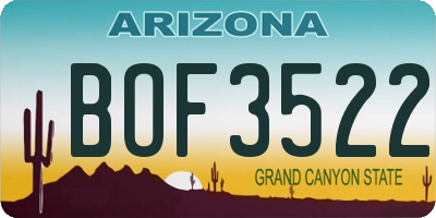 AZ license plate BOF3522