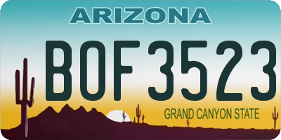 AZ license plate BOF3523
