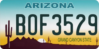 AZ license plate BOF3529