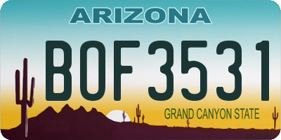 AZ license plate BOF3531