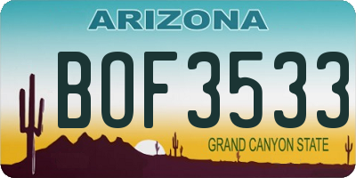 AZ license plate BOF3533