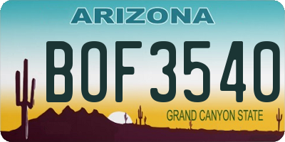 AZ license plate BOF3540