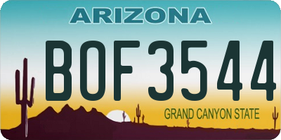 AZ license plate BOF3544