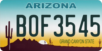AZ license plate BOF3545