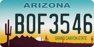 AZ license plate BOF3546