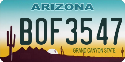 AZ license plate BOF3547