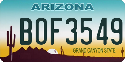 AZ license plate BOF3549