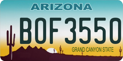 AZ license plate BOF3550