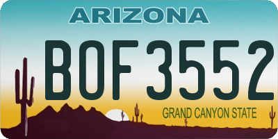 AZ license plate BOF3552