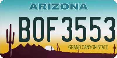 AZ license plate BOF3553