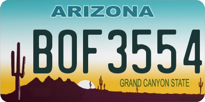 AZ license plate BOF3554