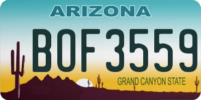 AZ license plate BOF3559
