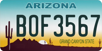 AZ license plate BOF3567