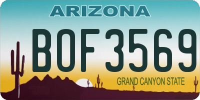 AZ license plate BOF3569