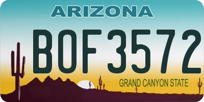 AZ license plate BOF3572
