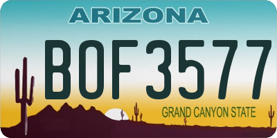 AZ license plate BOF3577
