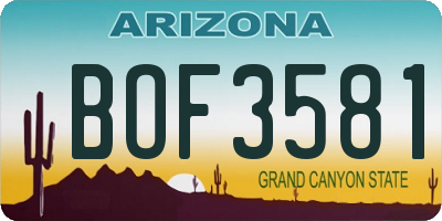 AZ license plate BOF3581