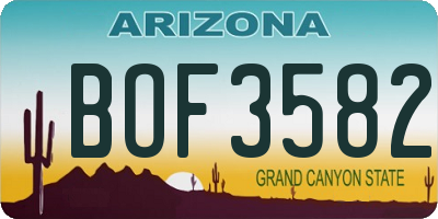 AZ license plate BOF3582
