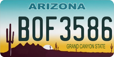 AZ license plate BOF3586