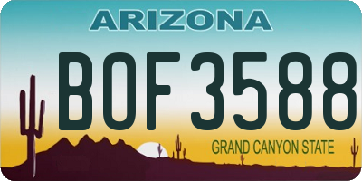 AZ license plate BOF3588