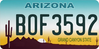 AZ license plate BOF3592