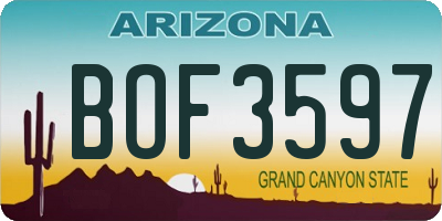 AZ license plate BOF3597