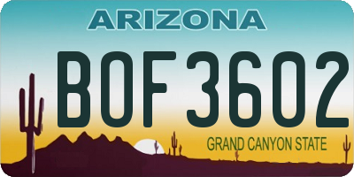 AZ license plate BOF3602