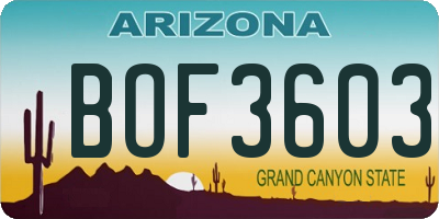 AZ license plate BOF3603