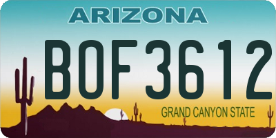 AZ license plate BOF3612