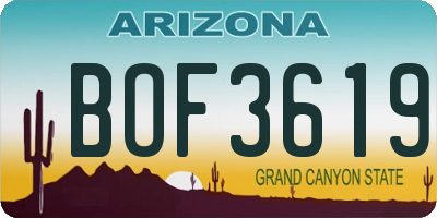 AZ license plate BOF3619