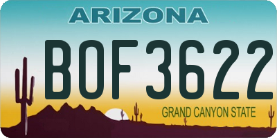 AZ license plate BOF3622