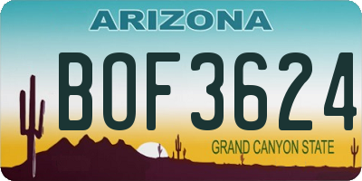 AZ license plate BOF3624