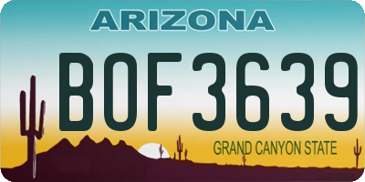 AZ license plate BOF3639