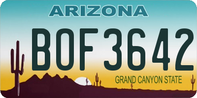 AZ license plate BOF3642