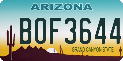 AZ license plate BOF3644
