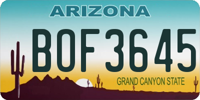 AZ license plate BOF3645