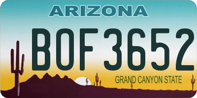 AZ license plate BOF3652
