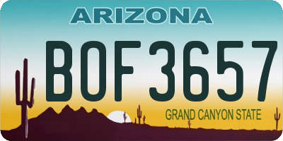 AZ license plate BOF3657
