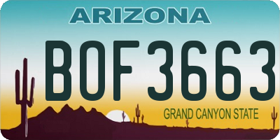 AZ license plate BOF3663