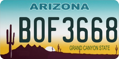 AZ license plate BOF3668