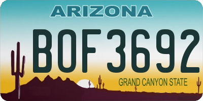 AZ license plate BOF3692