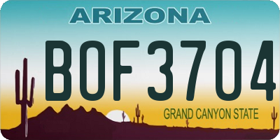 AZ license plate BOF3704