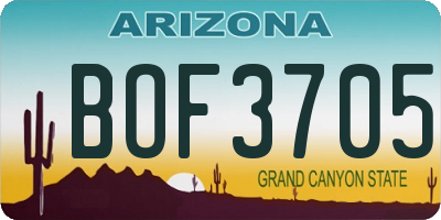 AZ license plate BOF3705