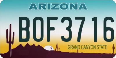 AZ license plate BOF3716
