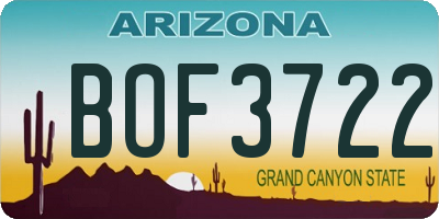 AZ license plate BOF3722