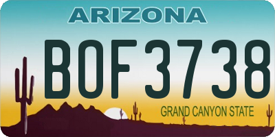 AZ license plate BOF3738