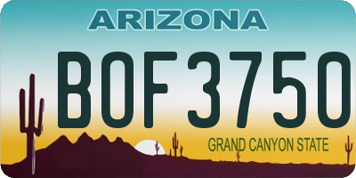 AZ license plate BOF3750