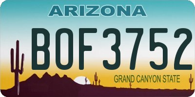 AZ license plate BOF3752