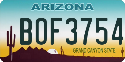 AZ license plate BOF3754