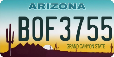 AZ license plate BOF3755